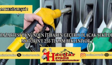 Motorin fiyatına 2.55 TL zam !